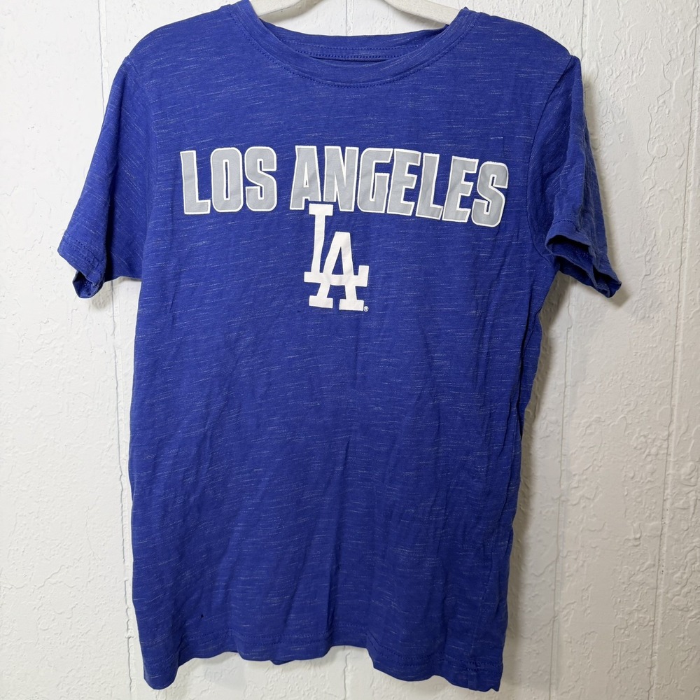 LA Dodgers Blue T Shirt Youth Size 8 Short Sleeve MLB Preowned. Heathered